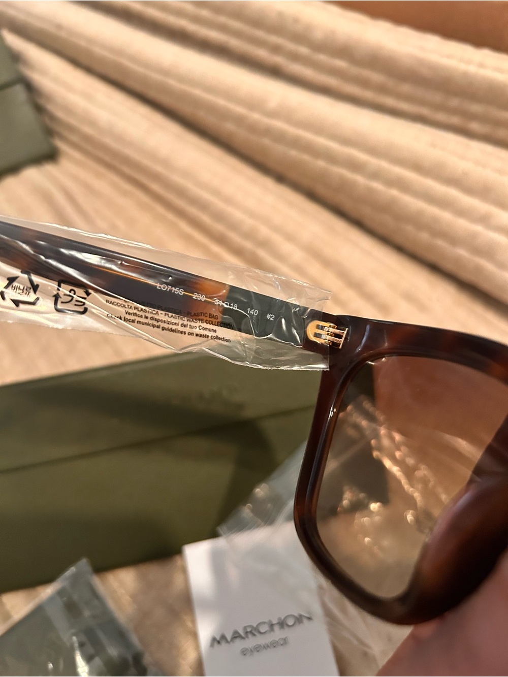Moncler Tortoiseshell Sunglasses with Olive Case - Picture 3 of 6